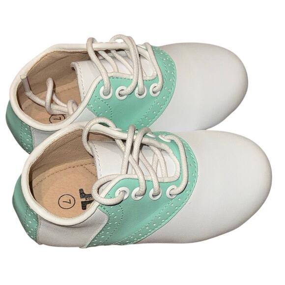 New Tiny Toes Nation Retro Mint Green White Saddle Shoes Fit Like a Sz.6C - Picture 3 of 7